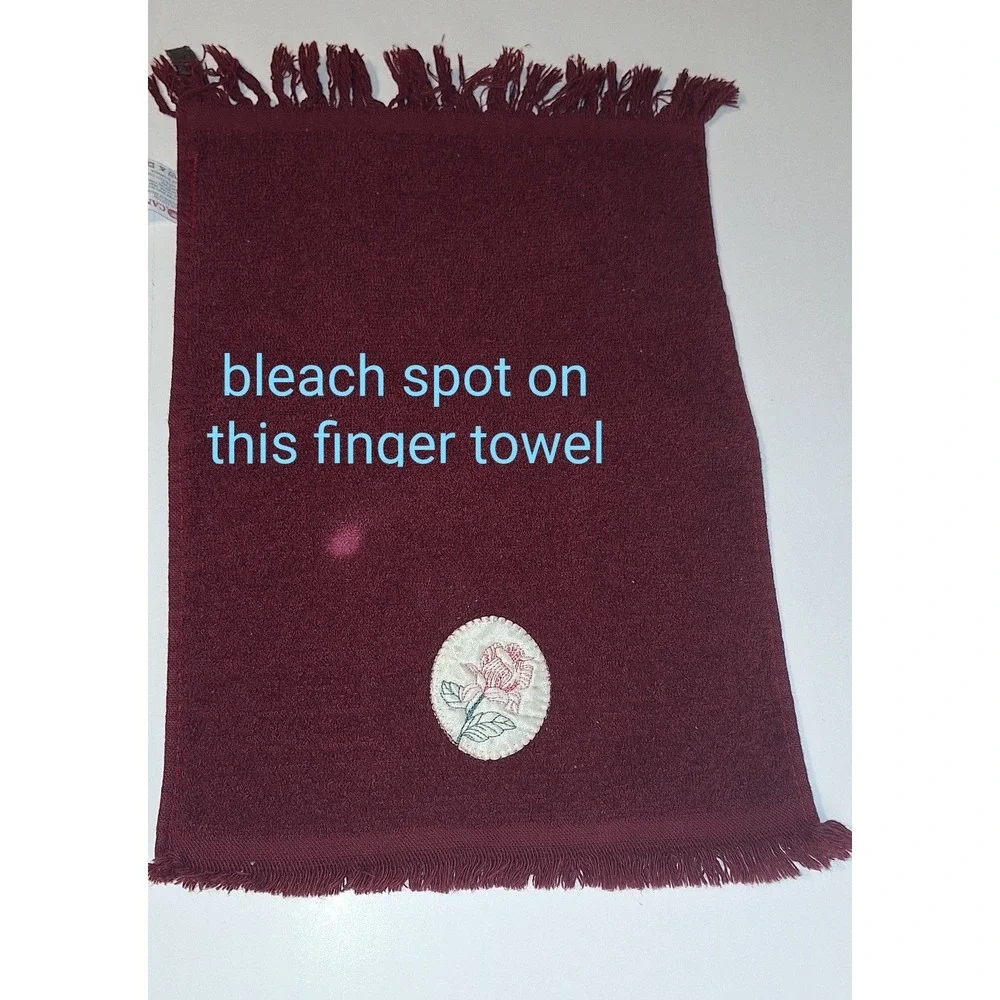 Cannon Vintage Burgundy Towel Set 4pc Pink Rose Floral Applique Cotton Canada